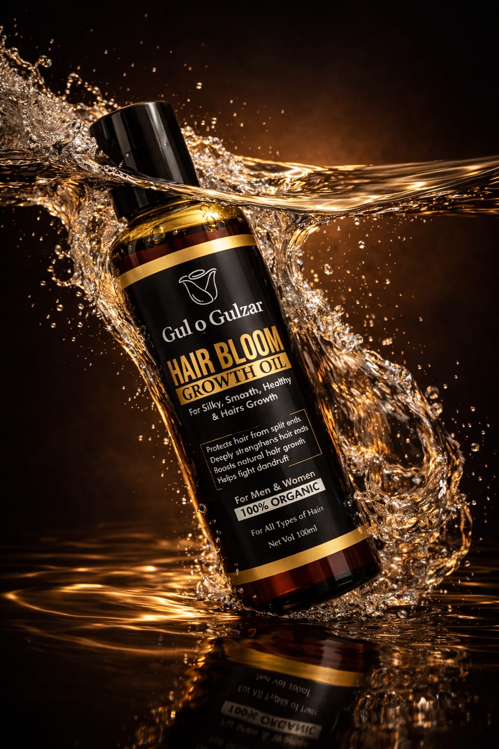 Hair Bloom Growth Oil – 100% Organic Herbal Hair Oil for Hair Growth & Hair Fall Control