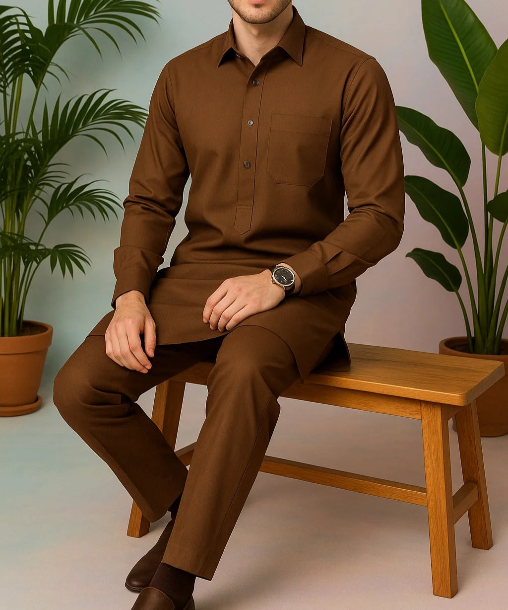 Brown Wash & Wear Suit