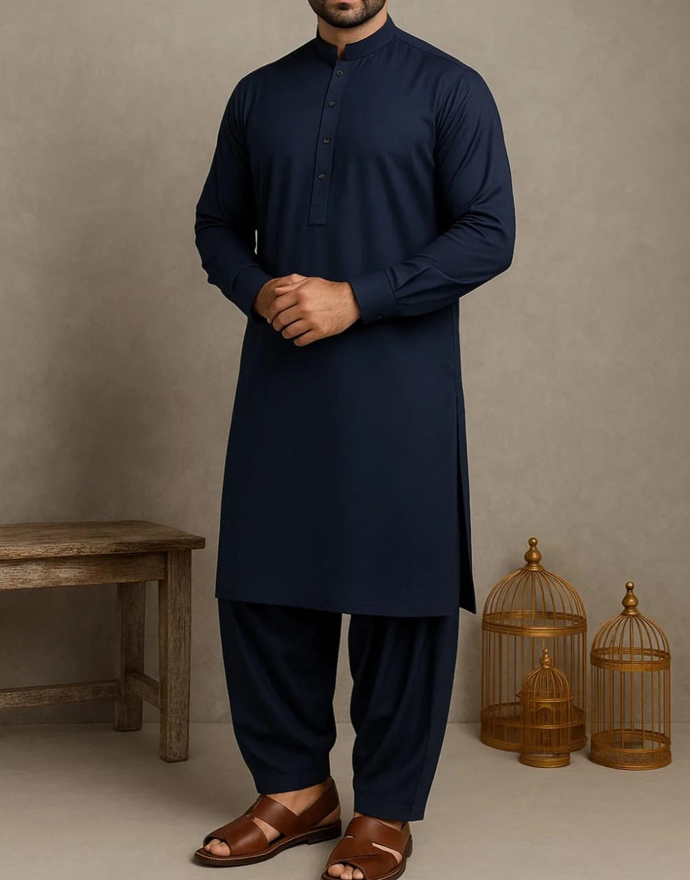 Navy Blue Cotton Suit